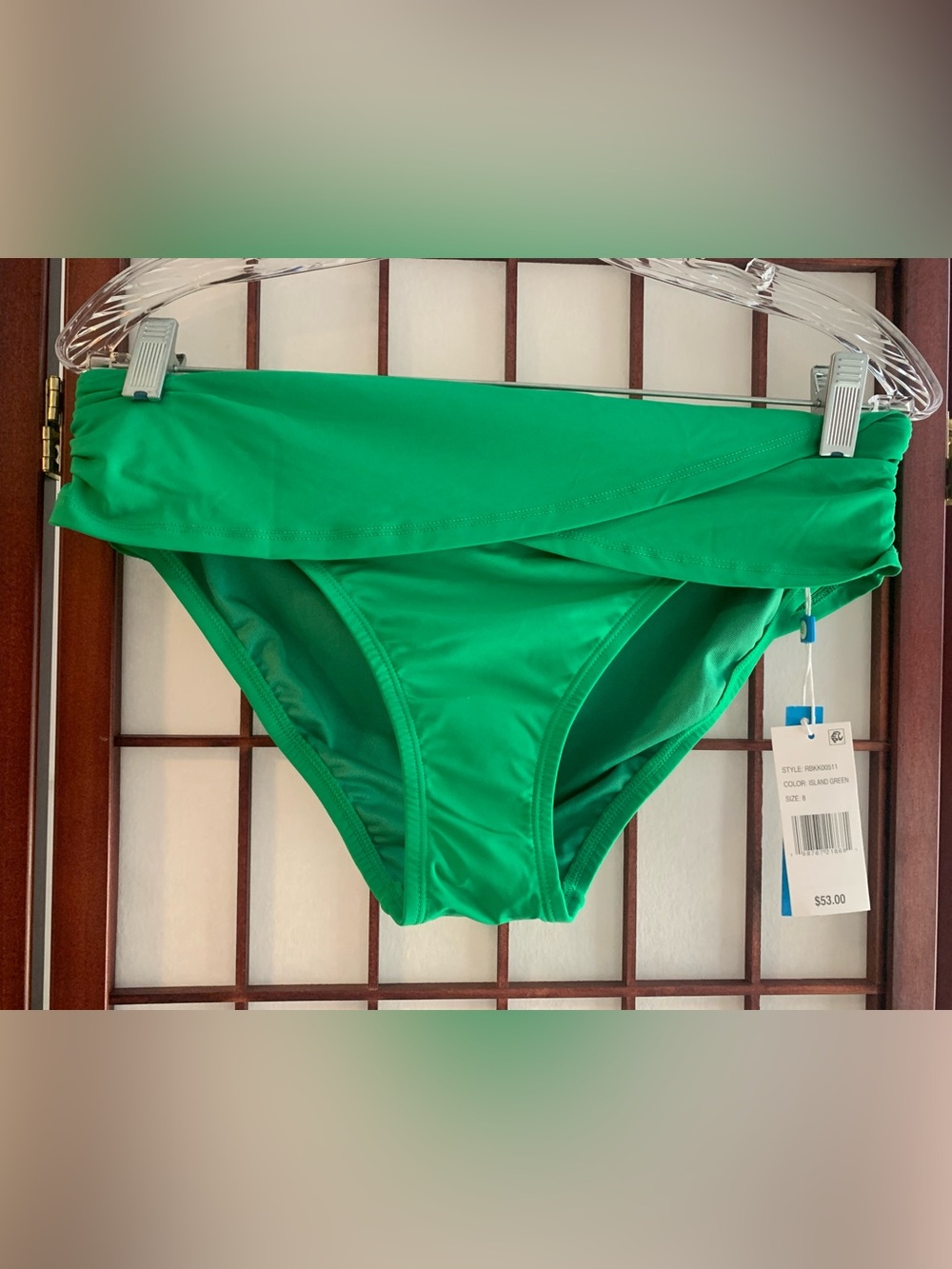 NWT Bleu Rod Beattie Island Green Overlay Bikini Swimsuit Bottoms in Size 8